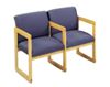 Picture of Sled Base Reception Lounge Contemporary 2 Chair Wood Modular Tandem Seating with Arms