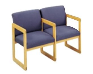 Picture of Sled Base Reception Lounge Contemporary 2 Chair Wood Modular Tandem Seating with Arms