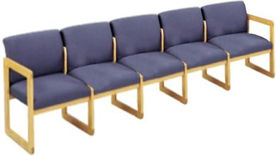 Picture of Sled Base Reception Lounge Contemporary 5 Chair Wood Modular Tandem Seating 
