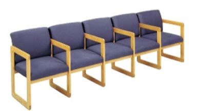 Picture of Sled Base Reception Lounge Contemporary 5 Chair Wood Modular Tandem Seating with Arms