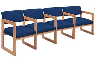 Picture of Sled Base Reception Lounge Contemporary 4 Chair Modular Tandem Seating with Arms