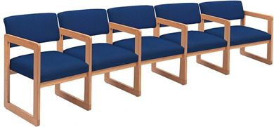 Picture of Sled Base Reception Lounge Contemporary 5 Chair Modular Tandem Seating with Arms