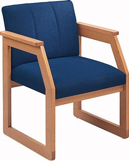 Picture of Wood Frame Sled Base Reception Lounge Guest Arm Chair