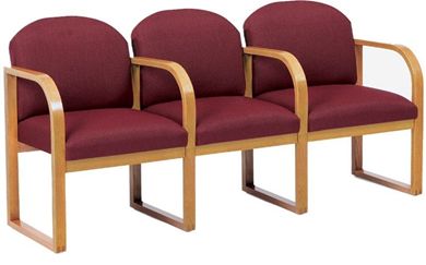 Picture of Round Back Sled Back 3 Chair Modular Tandem Reception Lounge Seating with Arms
