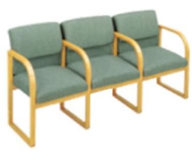 Picture of Square Back Sled Back Reception Lounge 3 Chair Modular Tandem Seating with Arms