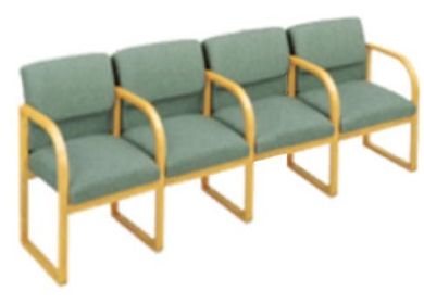Picture of Square Back Sled Back Reception Lounge 4 Chair Modular Tandem Seating with Arms