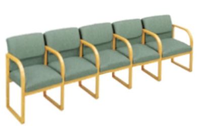 Picture of Square Back Sled Back Reception Lounge 5 Chair Modular Tandem Seating with Arms