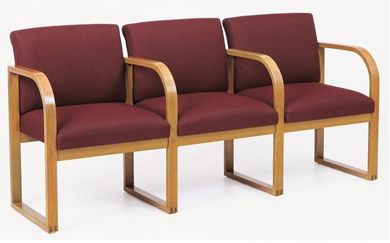 Picture of Full Back Contemporary Reception Lounge Sled Base 3 Chair Modular Tandem Seating with Arms