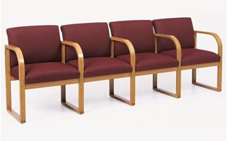 Picture of Full Back Contemporary Reception Lounge Sled Base 4 Chair Modular Tandem Seating with Arms