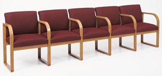 Picture of Full Back Contemporary Reception Lounge Sled Base 5 Chair Modular Tandem Seating with Arms