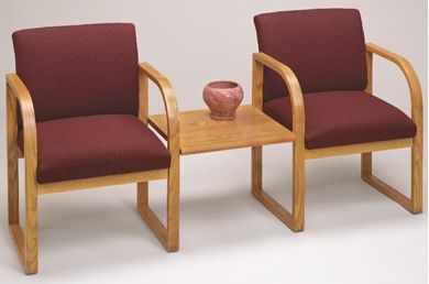 Picture of Full Back Contemporary Reception Lounge Sled Base 2 Arm Chair with Connecting Table