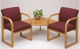 Picture of Full Back Contemporary Reception Lounge Sled Base 2 Arm Chair with Corner Connecting Table