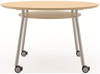 Picture of Contemporary 36" Round Mobile Conference Meeting Table with Accessory Shelf