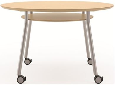 Picture of Contemporary 48" Round Mobile Conference Meeting Table with Accessory Shelf