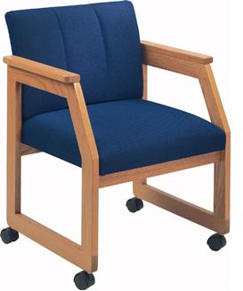 Picture of Contemporary Mobile Sled Base Guest Side Visitor Reception Wood Arm Chair