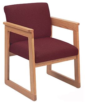 Picture of Contemporary Sled Base Guest Side Visitor Reception Wood Arm Chair