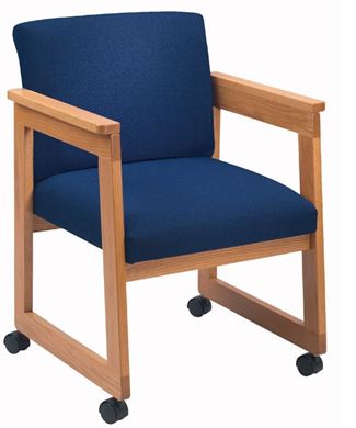Picture of Contemporary Mobile Sled Base Guest Side Visitor Reception Wood Arm Chair