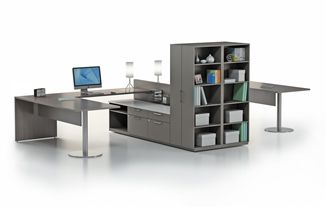 Picture of 2 Person Shared L Shape Desk with Lateral File and Storage