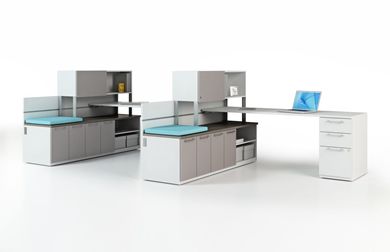 Picture of Contemporary 2 Person L Shape Office Desk Workstation