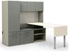 Picture of Contemporary L Shape Office Desk Workstation with Overhead Storage and Multi File Tall Cabinet