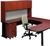 Picture of U Shape Office Desk Workstation with D Top and Closed Overhead Storage Hutch