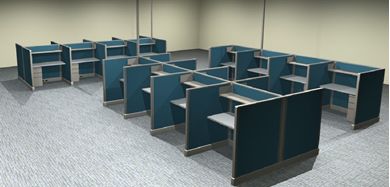 Picture of Room Planning of 48"W 20 Person Cubicle Desk Workstation with Filing Pedestals