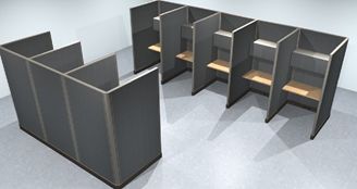 Picture of Room Planning, 8 Person Privacy Cubicle Desk Workstation with Overhead Storage, 85"H Panels