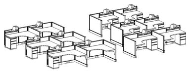 Picture of Room Planning, 12 Person L Shape Cubicle Office Desk Workstation with Filing with Paper Trays