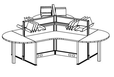 Picture of Cluster of 3 Person POD Office Desk Shared Cubicle Workstation