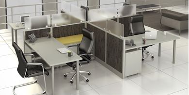 Picture of Cluster of 4 Person, Contemporary L Shape Cubicle Office Desk Workstation
