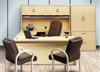 Picture of 72" Executive U Shape Curve Office Desk Workstation with Closed Overhead with Lateral Filing Storage