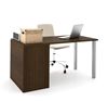 Picture of Contemporary L Shape Office Desk Workstation with Steel Legs and Open Storage.