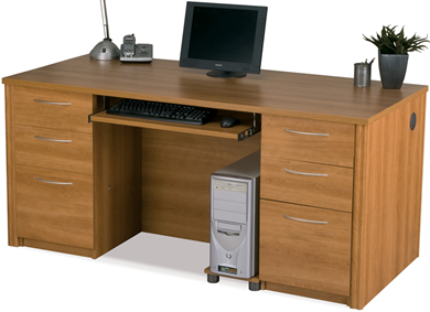 Picture of  Executive Desk Set with Keyboard Shelf and Filing Drawers 