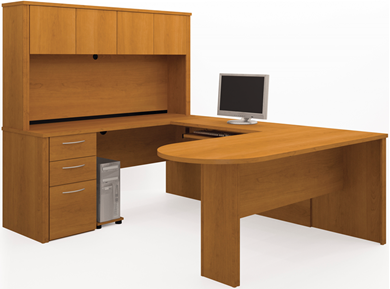 Picture of U Shape Office Desk Set Workstation with Storage Hutch And Conference Table