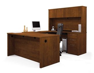 Picture of U Shape Workstation Kit With Hutch And Pedestals.