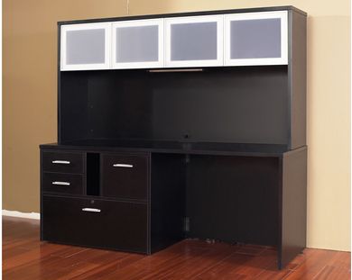 Picture of Contemporary 72" Multi File Credenza with Aluminum Frosted Overhead Doors