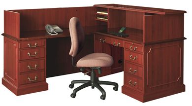Picture of Traditional 72" L Shape Office Desk Workstation with Filing Pedestals