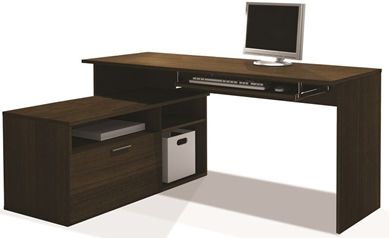 Picture of L Shaped Workstation With Keyboard Shelf And File Drawer