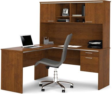 Picture of L Shaped Workstation With Hutch And File Drawer