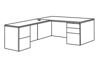 Picture of Veneer 72" L Shape Office Desk Workstation with Filing Pedestals