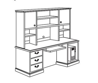 Picture of Traditional Veneer 72" Computer Credenza Workstation with Overhead Storage