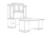 Picture of Contemporary Veneer U Shape Executive Office Desk Workstation with Glass Door Overhead Storage Hutch