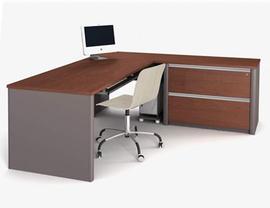 Picture of Contemporary L-Shaped Workstation With File Drawers
