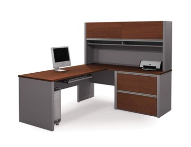 Picture of Contemporary L-Shaped Workstation With Oversized Pedestal And File Drawers