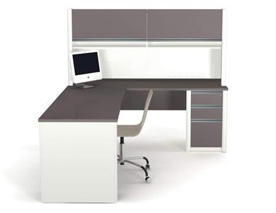 Picture of Contemporary L-Shaped Workstation With Pesdestal And Drawers 