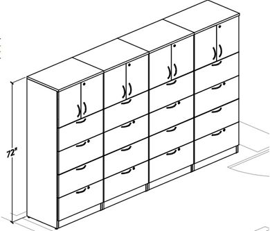 Picture of Set of 5 Lateral Files with Closed Door Upper Storage