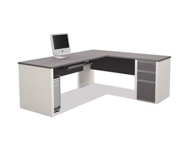 Picture of Contemporary L-Shaped Workstation With Pedestal And Drawers