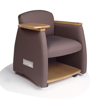 Picture of Reception Lounge Mobile Tablet Arm Club Chair with Storage Shelf and Power Module