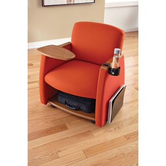 Picture of Reception Lounge Mobile Tablet Arm Club Chair with Storage Shelf,Cup and Newspaper Holder