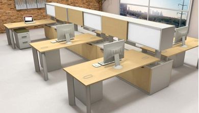 Picture of Shared, Cluster of 6 Person L Shape Office Desk Workstation 